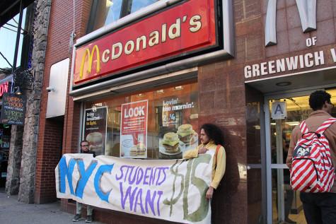 SLAM protests for minimum wage raise