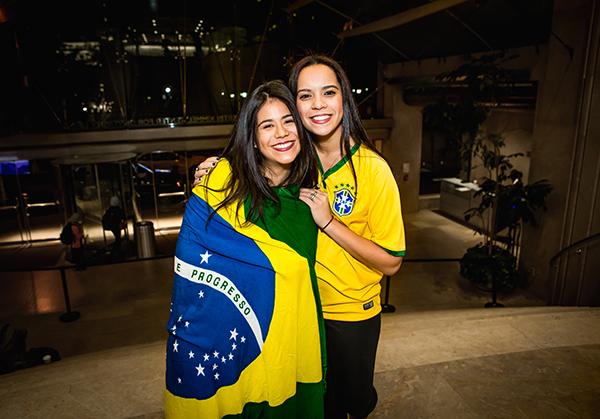 Co-Presidents of the NYU Brazilian Society, Isabela Fonseca and Steph anie Queiroz,showcase their national spirit. 
