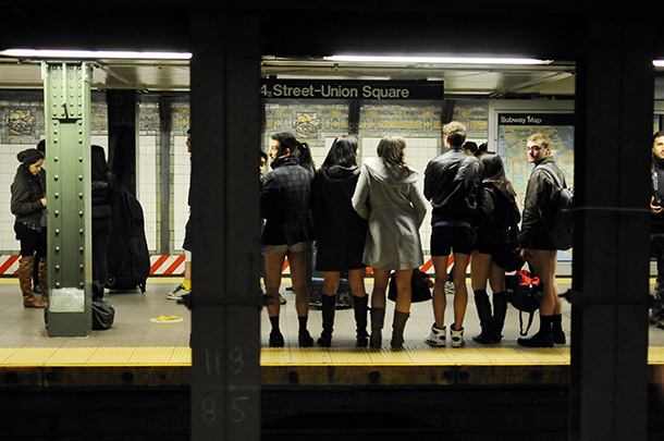Straphangers strip off pants for day of travel