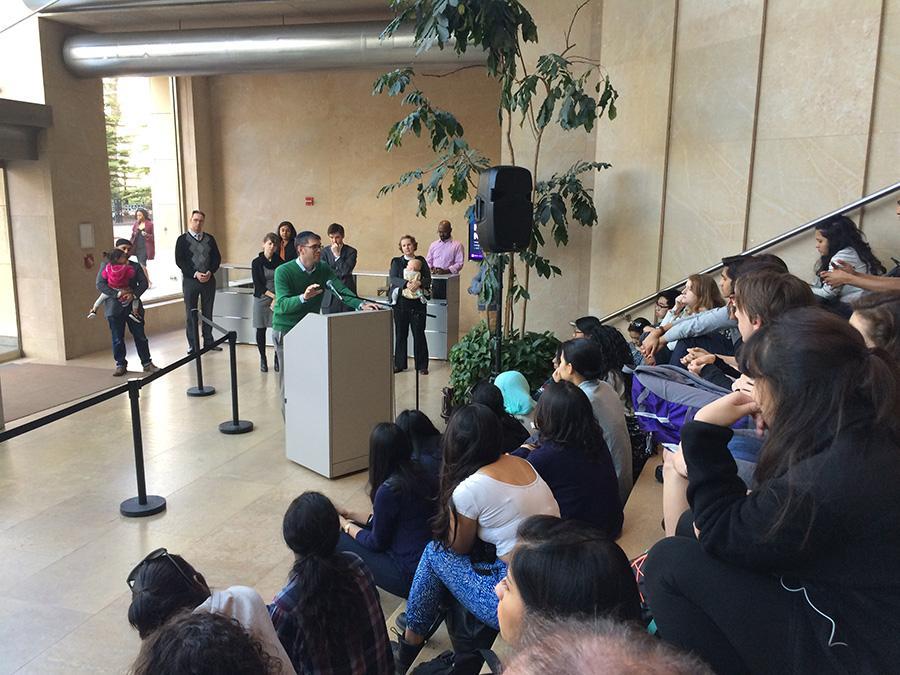 About 50 people gathered on the steps fo Kimmel to hold a vigil for those affected by the Nepal earthquake.