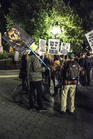 People gathered in Union Square on Monday for one of the #BlackLivesMatter rallies that have been occurring regularly throughout the year. 