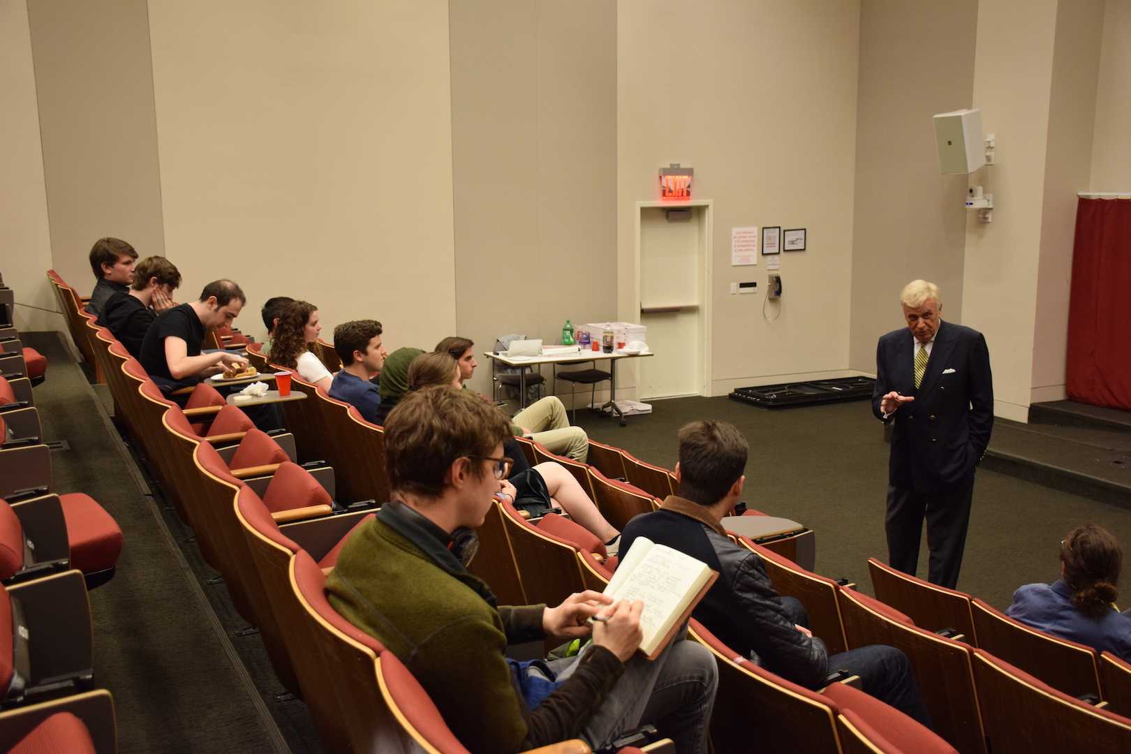 Gallatin School of Individualized Study Founder Herb London spoke with students about Gallatin's history and his views on foreign policy.