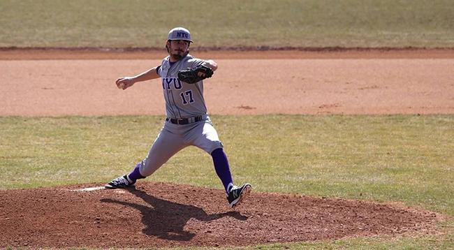 Sophomore+pitcher+Cameron+Serapilio-Frank+threw+seven+shut-out+innings+in+the+game+against+CCNY.