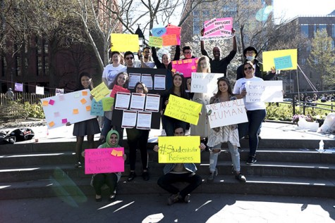 The NYU Syrian Refugee Awareness Week organizing committee organized a rally in solidarity with Syrian Refugees in Washington Square Park on April 15.