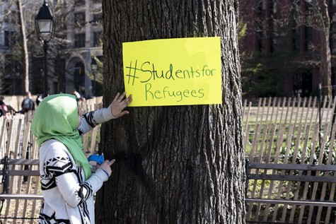 Volunteers placed posters around Washington Square Park to attract attention to their cause. 