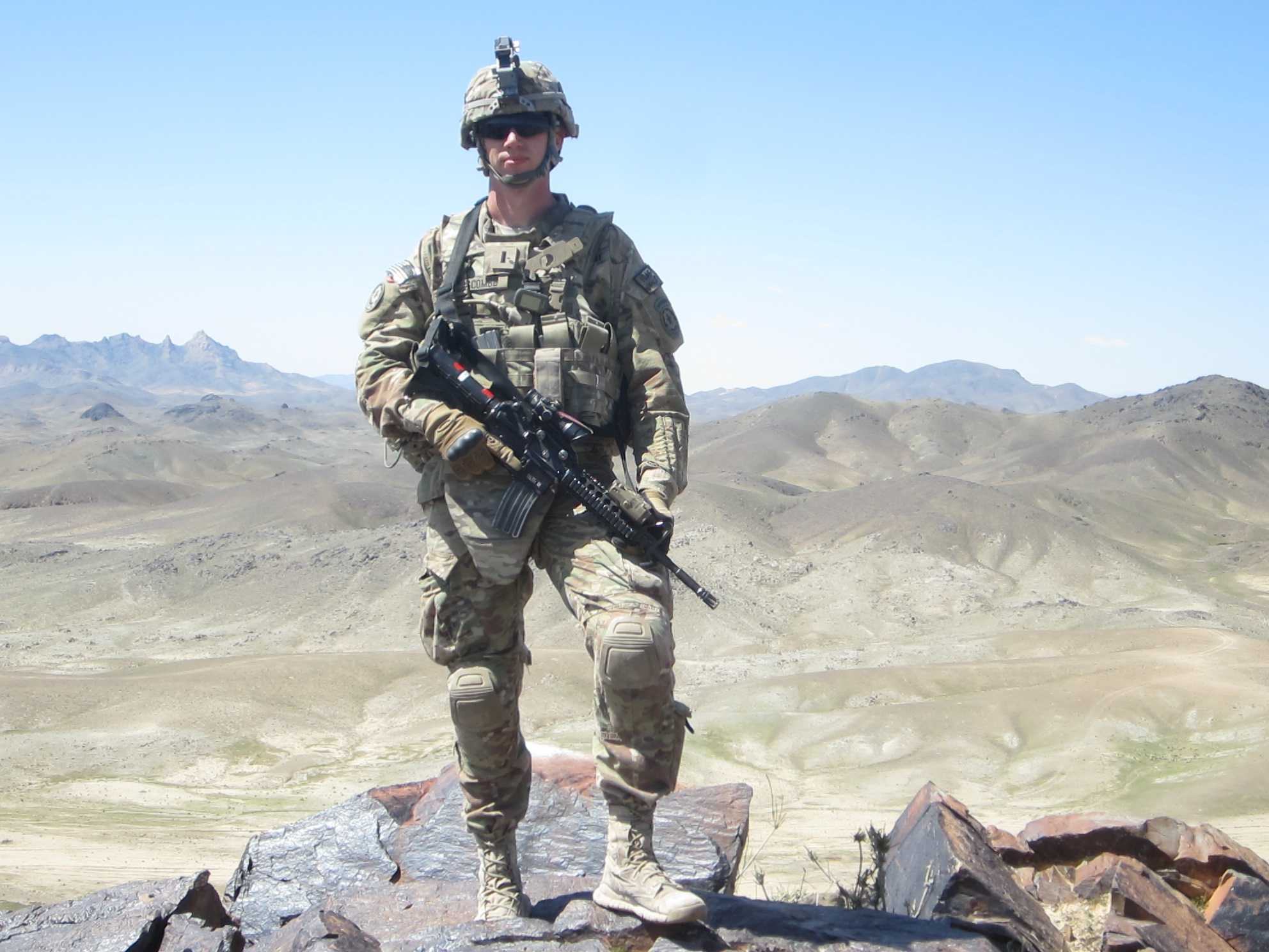 Army veteran David Luscombe in uniform. He has found a close community with other veterans and the LGBTQ center.