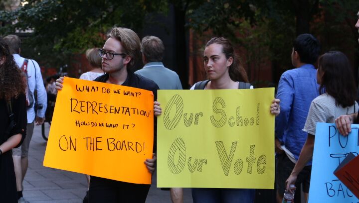 Earlier+in+the+semester+SLAM+members+protested+the+student+voice+should+be+heard+on+the+Board+of+Trustees.