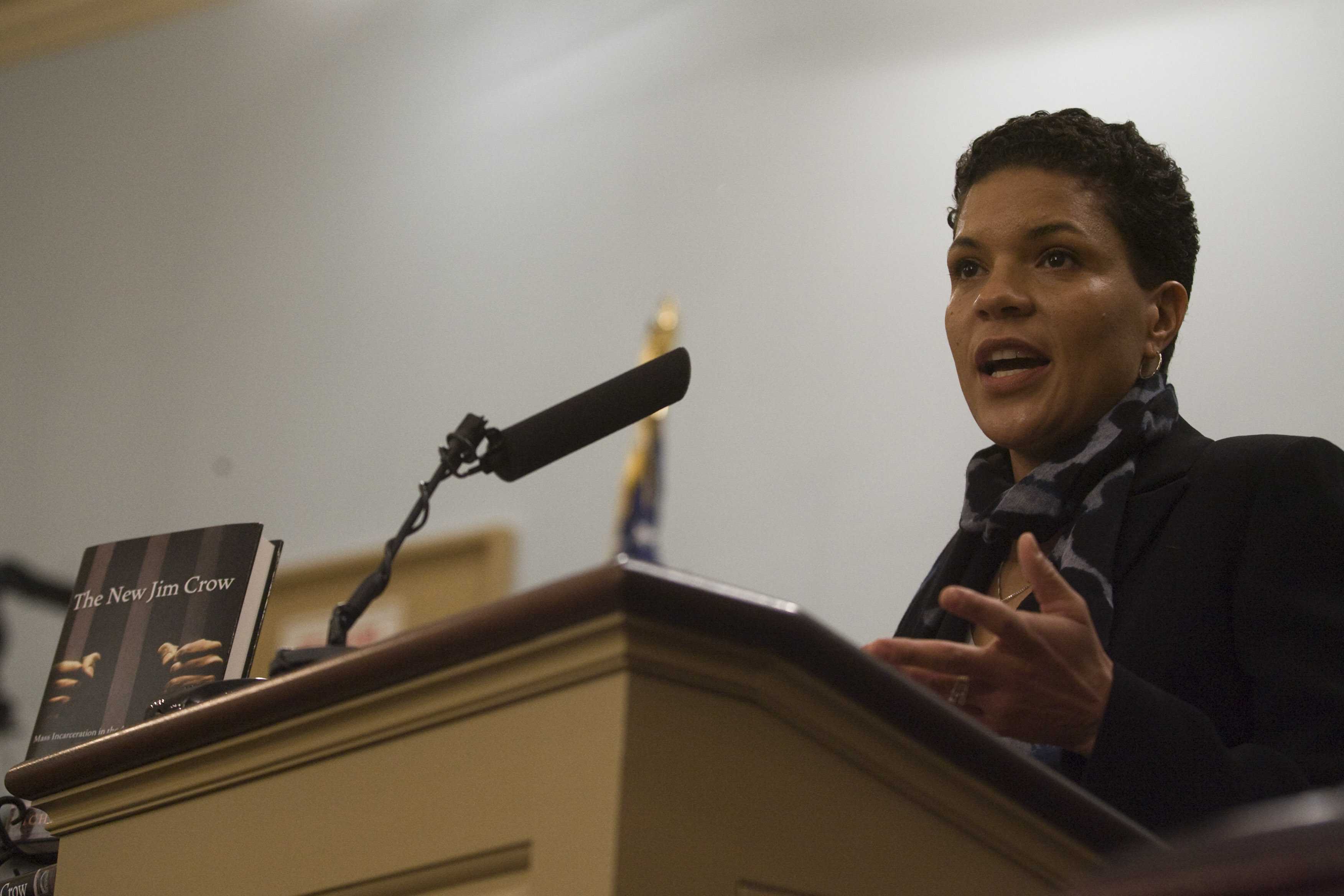 Michelle Alexander speaking at the Miller Center Forum on Dec. 3, 2011. Alexander, the author of
