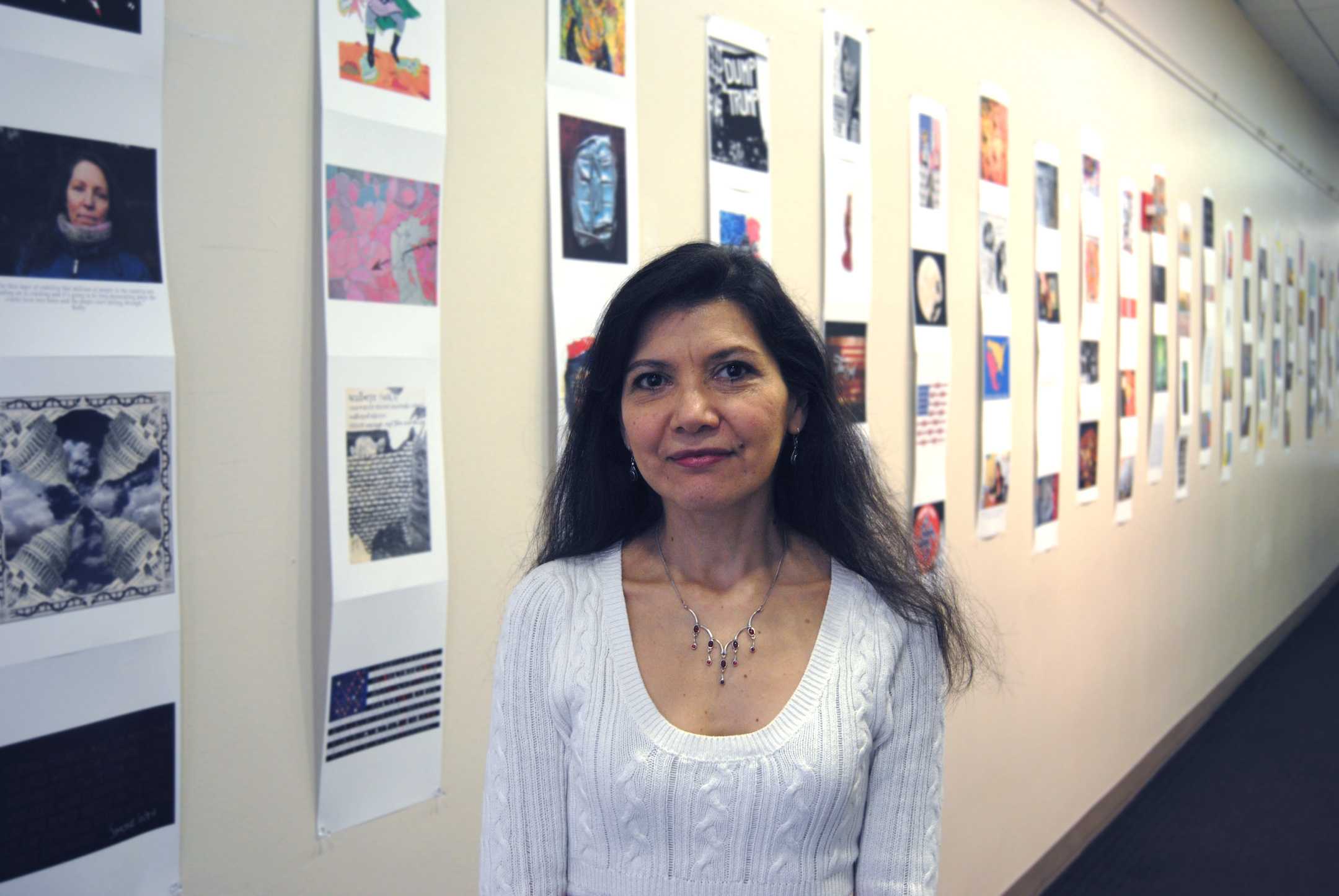 The curator of the “Unnatural Election” exhibit, Andrea Arroyo. The exhibit reflects the artistic sentiment felt by a number of artists towards the election of Donald Trump.