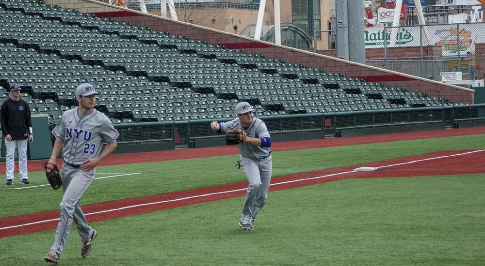 CAS junior Jonathan Iaione throws out a runner in the ninth inning on March 23 in a game against St. Joseph’s.