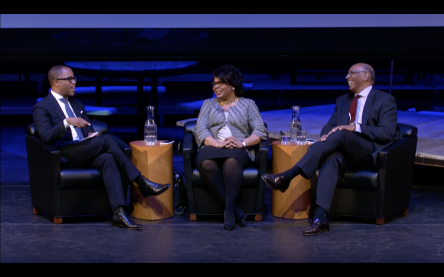 Jonathan+Capehart%2C+who+sits+on+the+Washington+Post+editorial+board%3B+April+Ryan%2C+White+House+Correspondent+for+American+Urban+Radio+Networks%2C+and+Michael+Steele%2C+the+former+chair+of+the+Republican+National+Committee%2C+took+to+the+stage+on+Monday+to+discuss+race+and+politics+in+America.