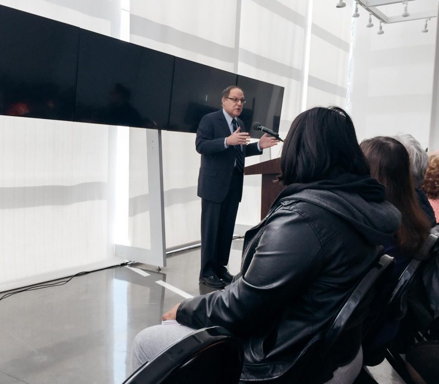 NYU+professor+David+Engel+presenting+his+lecture+%E2%80%9CIn+the+Shadow+of+Auschwitz%3A+The+Experience+of+Polish+Jews+under+Nazi+Occupation%E2%80%9D+at+Queensborough+Community+College+on+Feb.+28.