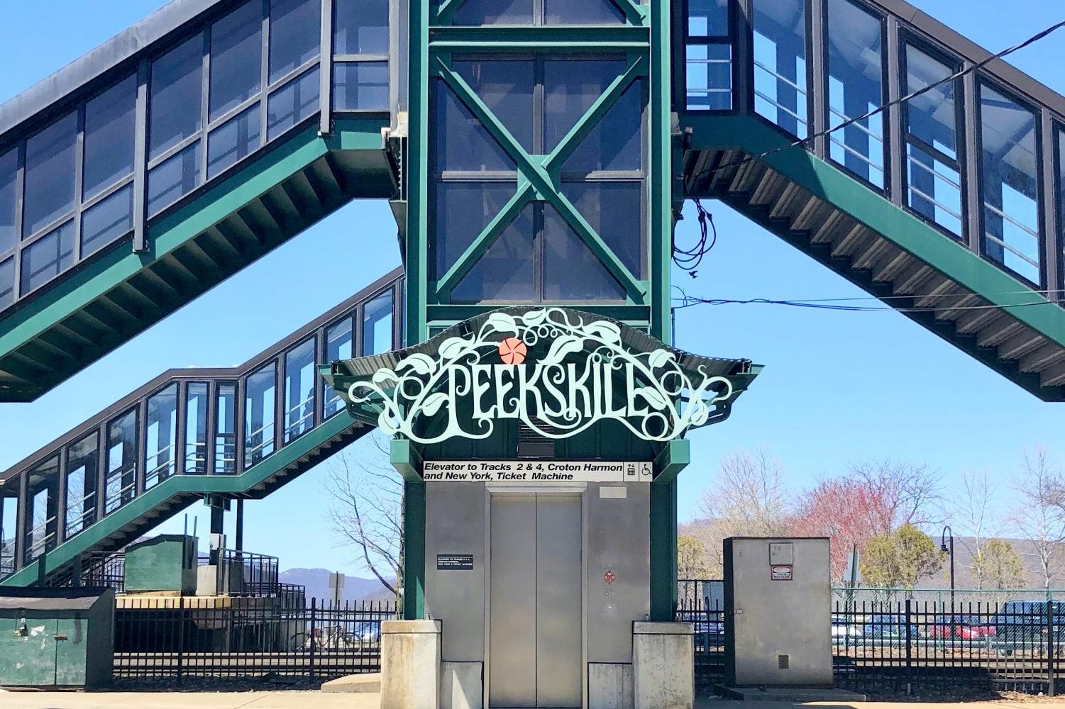 The entrance to Peekskill at the steps of the train station.