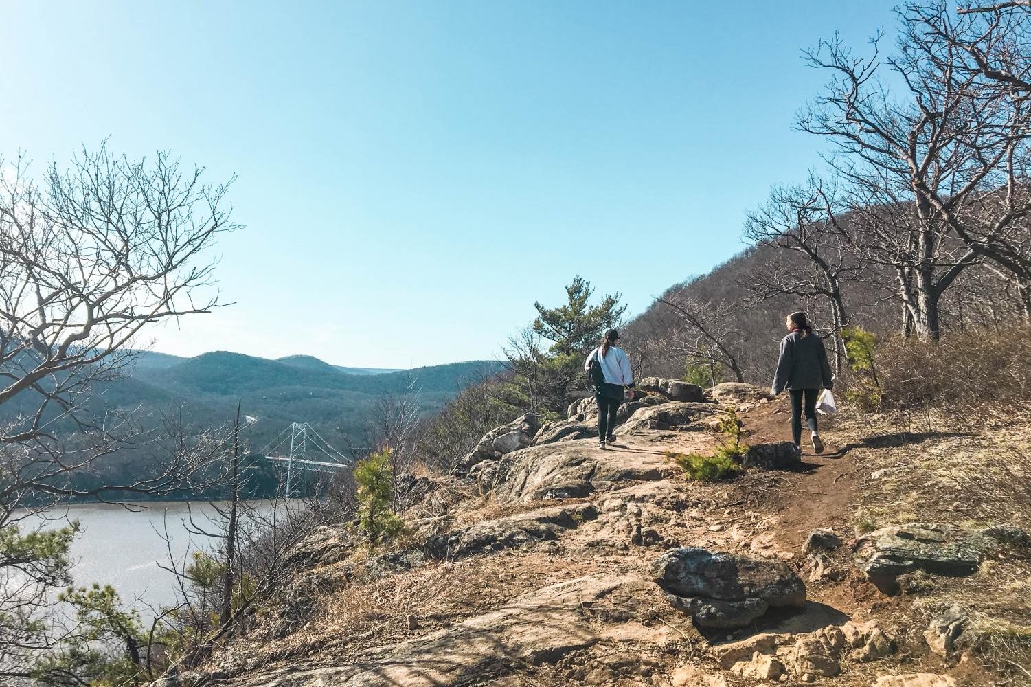 Hiking in Bear Mountain State Park in Rockland County, NY.